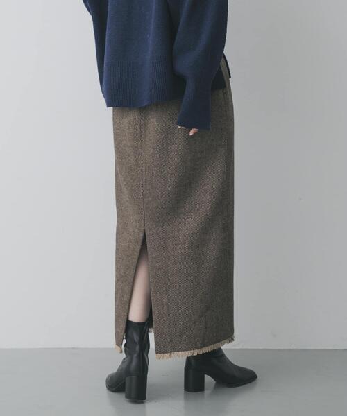 SENSE OF PLACE by URBAN RESEARCH(センスオブプレイスバイアーバンリサーチ)の「ツイードフリンジジップスカート(スカート・レディース・ブラウン/ブラック・SMALL/MEDIUM)」の9枚目の写真