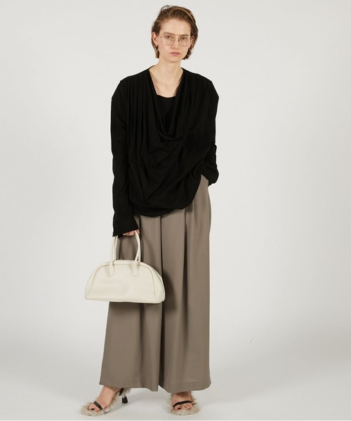 PRANK PROJECT（プランクプロジェクト）の「【2026Spring Pre-Order】ドレープオーバートップ / Drape Over Top（Tシャツ/カットソー・レディース・グレー/ブラック/グレイッシュベージュ・FREE）」の4枚目の写真