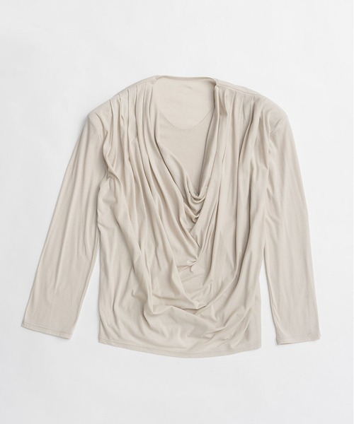 PRANK PROJECT（プランクプロジェクト）の「【2026Spring Pre-Order】ドレープオーバートップ / Drape Over Top（Tシャツ/カットソー・レディース・グレー/ブラック/グレイッシュベージュ・FREE）」の22枚目の写真