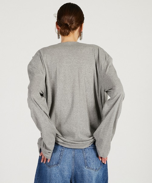 PRANK PROJECT（プランクプロジェクト）の「【2026Spring Pre-Order】ドレープオーバートップ / Drape Over Top（Tシャツ/カットソー・レディース・グレー/ブラック/グレイッシュベージュ・FREE）」の15枚目の写真