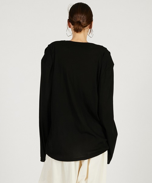 PRANK PROJECT（プランクプロジェクト）の「【2026Spring Pre-Order】ドレープオーバートップ / Drape Over Top（Tシャツ/カットソー・レディース・グレー/ブラック/グレイッシュベージュ・FREE）」の11枚目の写真