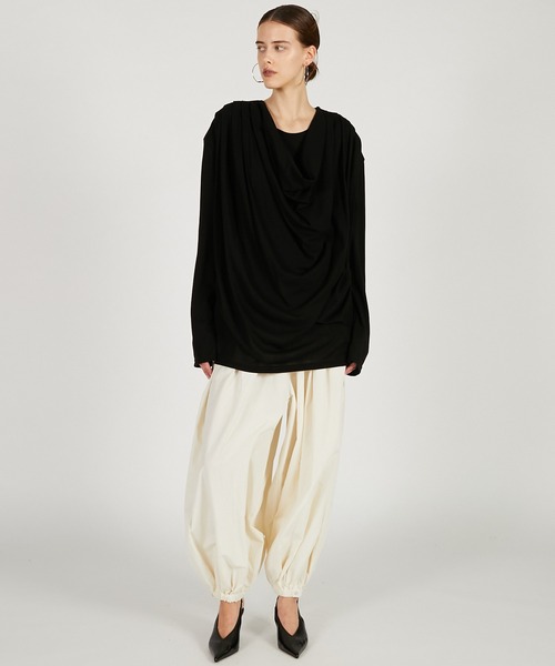 PRANK PROJECT（プランクプロジェクト）の「【2026Spring Pre-Order】ドレープオーバートップ / Drape Over Top（Tシャツ/カットソー・レディース・グレー/ブラック/グレイッシュベージュ・FREE）」の5枚目の写真