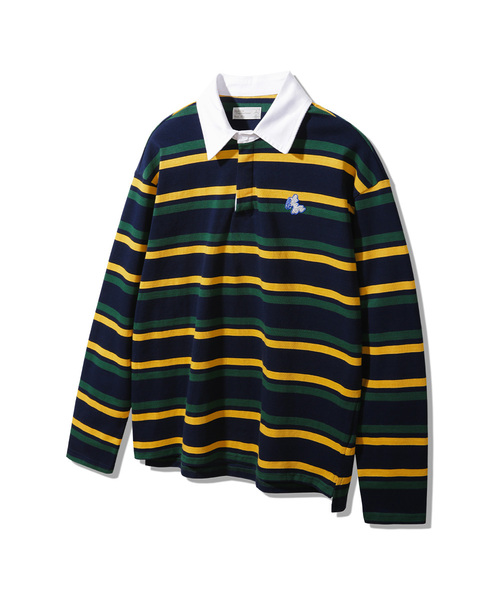 Multi-stripe rugby collar long sleeve BK7828_Navy