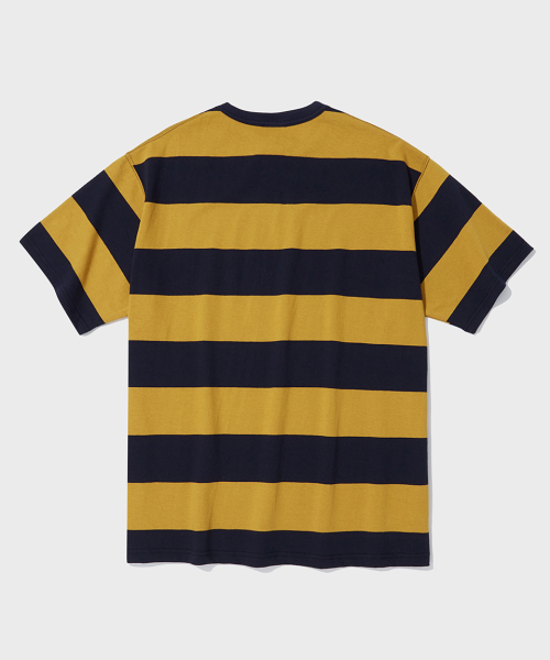 OUTSTANDING(アウトスタンディング)の「ボーダーTシャツ_ネイビー/マスタード(Tシャツ/カットソー・レディース・その他・LARGE/MEDIUM/SMALL)」の3枚目の写真