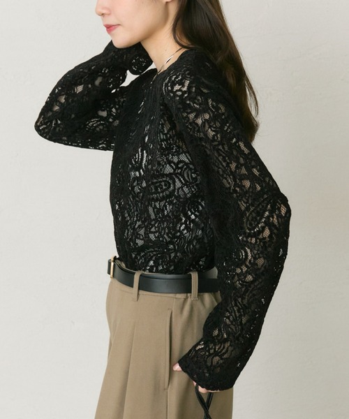 PUAL CE CIN（ピュアルセシン）の「モールペイズリーストレッチレースプルオーバー（Tシャツ/カットソー・レディース・アイボリー/ブラック・FREE）」の18枚目の写真