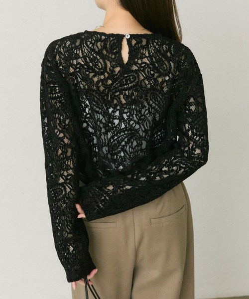 PUAL CE CIN（ピュアルセシン）の「モールペイズリーストレッチレースプルオーバー（Tシャツ/カットソー・レディース・アイボリー/ブラック・FREE）」の19枚目の写真