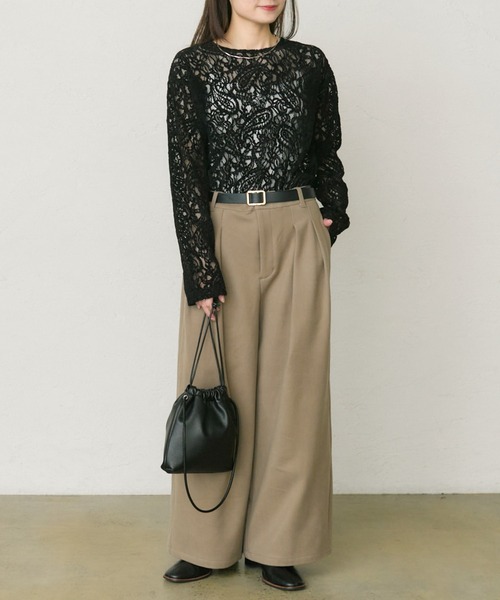 PUAL CE CIN（ピュアルセシン）の「モールペイズリーストレッチレースプルオーバー（Tシャツ/カットソー・レディース・アイボリー/ブラック・FREE）」の20枚目の写真