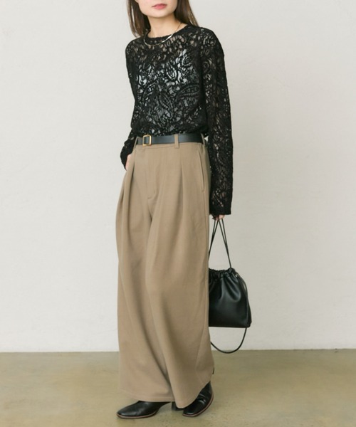 PUAL CE CIN（ピュアルセシン）の「モールペイズリーストレッチレースプルオーバー（Tシャツ/カットソー・レディース・アイボリー/ブラック・FREE）」の21枚目の写真