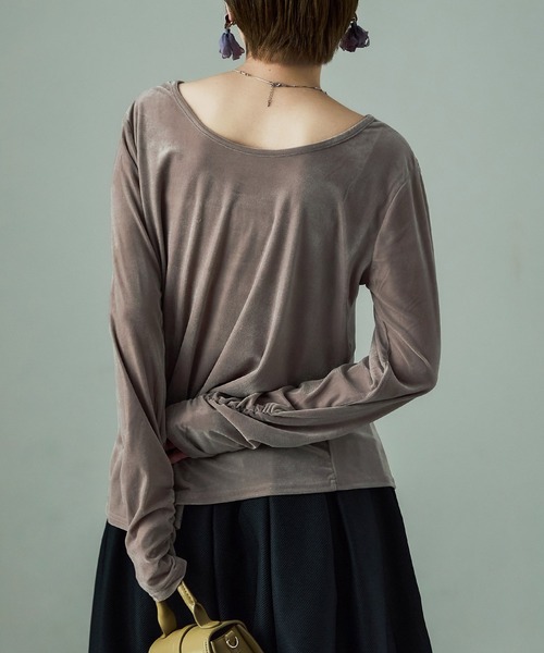 Fashion Letter（ファッションレター）の「前後2way ベロアカットソー（Tシャツ/カットソー・レディース・グレイッシュベージュ/ブラック/ブラウン・M）」の8枚目の写真