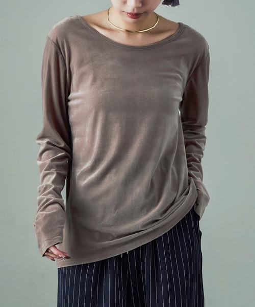 Fashion Letter（ファッションレター）の「前後2way ベロアカットソー（Tシャツ/カットソー・レディース・グレイッシュベージュ/ブラック/ブラウン・M）」の10枚目の写真