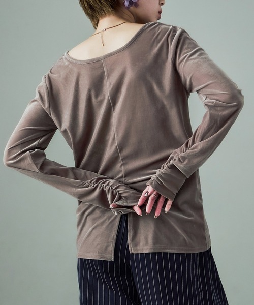 Fashion Letter（ファッションレター）の「前後2way ベロアカットソー（Tシャツ/カットソー・レディース・グレイッシュベージュ/ブラック/ブラウン・M）」の11枚目の写真