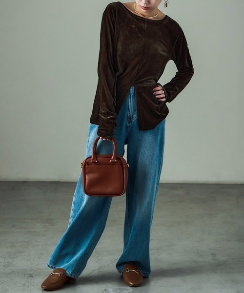 Fashion Letter（ファッションレター）の「前後2way ベロアカットソー（Tシャツ/カットソー・レディース・グレイッシュベージュ/ブラック/ブラウン・M）」の16枚目の写真