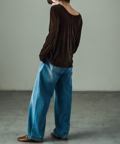 Fashion Letter（ファッションレター）の「前後2way ベロアカットソー（Tシャツ/カットソー・レディース・グレイッシュベージュ/ブラック/ブラウン・M）」の18枚目の写真