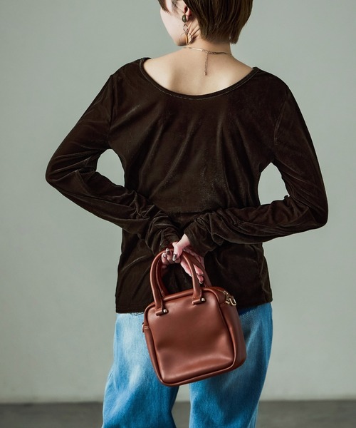 Fashion Letter（ファッションレター）の「前後2way ベロアカットソー（Tシャツ/カットソー・レディース・グレイッシュベージュ/ブラック/ブラウン・M）」の19枚目の写真