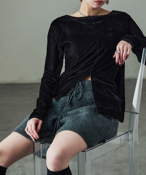 Fashion Letter（ファッションレター）の「前後2way ベロアカットソー（Tシャツ/カットソー・レディース・グレイッシュベージュ/ブラック/ブラウン・M）」の21枚目の写真