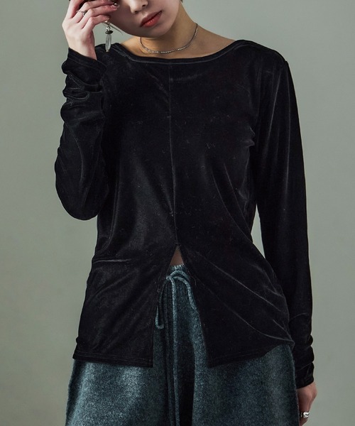 Fashion Letter（ファッションレター）の「前後2way ベロアカットソー（Tシャツ/カットソー・レディース・グレイッシュベージュ/ブラック/ブラウン・M）」の22枚目の写真
