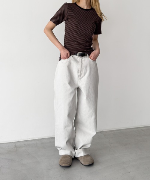 CANAL JEAN(キャナルジーン)の「Miller クルーネックTシャツ(Tシャツ/カットソー・レディース・ネイビー系/ブラウン系その他/マルチ/グリーン系その他/イエロー系その他・ONE SIZE)」の8枚目の写真