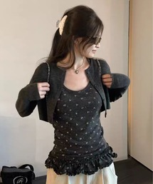 AsheKsha（アシクシャ）の「オフショルダーフラワータンクトップ＋カーディガン（ツーピース）（セットアップ）」