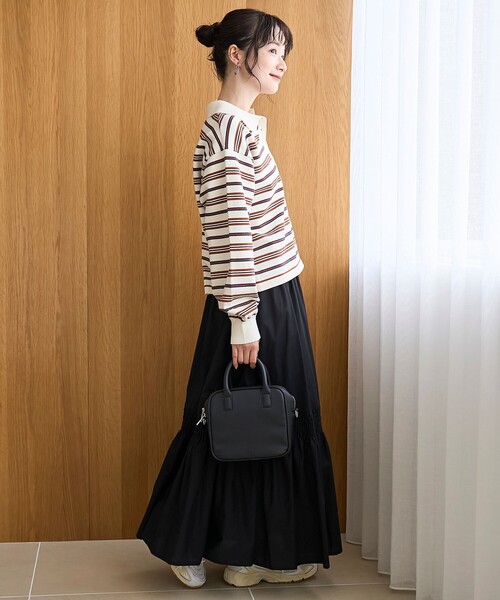 coen（コーエン）の「コットンタイプライター シャーリングティアードスカート（スカート・レディース・ブラック/オフホワイト・FREE）」の9枚目の写真