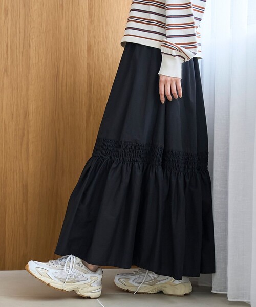 coen（コーエン）の「コットンタイプライター シャーリングティアードスカート（スカート・レディース・ブラック/オフホワイト・FREE）」の11枚目の写真