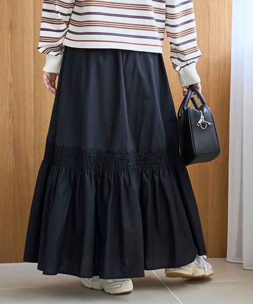 coen（コーエン）の「コットンタイプライター シャーリングティアードスカート（スカート・レディース・ブラック/オフホワイト・FREE）」の12枚目の写真