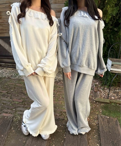 PHILLY（フィリー）の「《セットアップ可能★》レースパイピングオフショルスウェット（スウェット・レディース・アイボリー/グレー・FREE）」の19枚目の写真