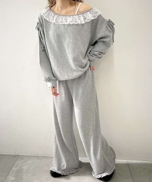 PHILLY（フィリー）の「《セットアップ可能★》レースパイピングオフショルスウェット（スウェット・レディース・アイボリー/グレー・FREE）」の14枚目の写真