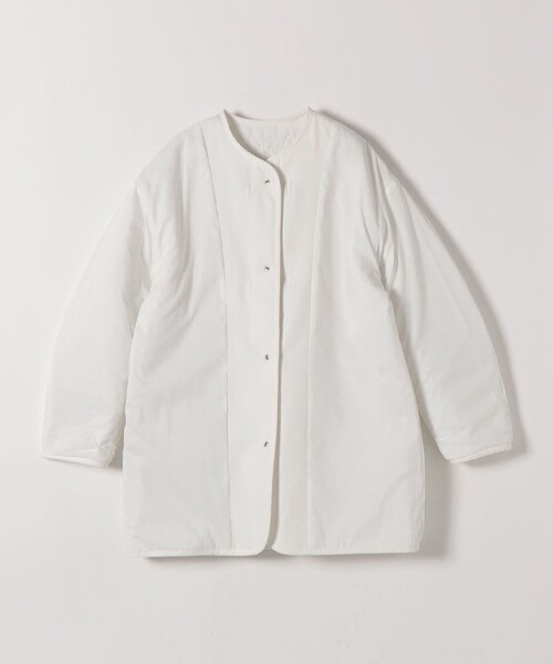 セール】SHIPS any: キルティング ステッチ ノーカラー ミディ コート