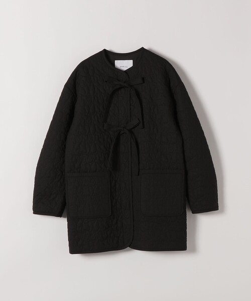 SHIPS any: キルティング ステッチ ノーカラー ミディ コート（ノー