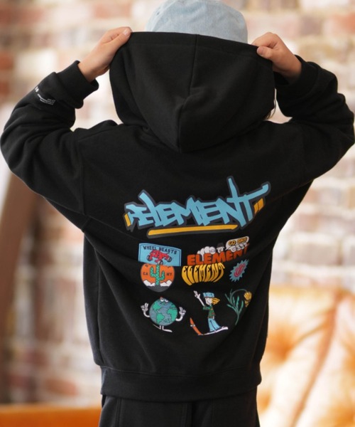 ELEMENT(エレメント)の「ELEMENT/エレメント ACOMPANY HOOD YOUTH キッズ パーカー BG025021(パーカー・キッズ・ホワイト×ブルー/ブラック×ホワイト・130cm/140cm/150cm/160cm)」の9枚目の写真
