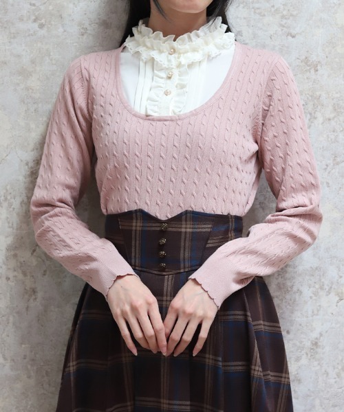 チェスティブロッキングニット☆ Chesty（チェスティ） ワンピース チュールドッキングロングニット