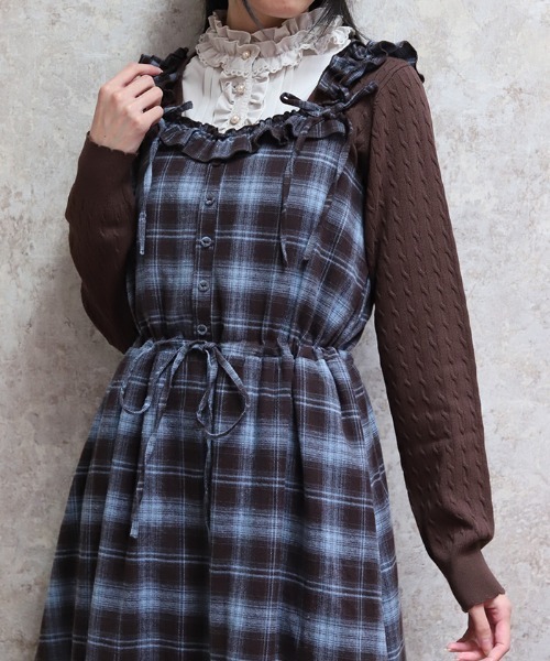axes femme(アクシーズファム)の「ブロッキングニットプルオーバー(ニット/セーター・レディース・ピンク/ダークブラウン/ブラック・FREE)」の8枚目の写真