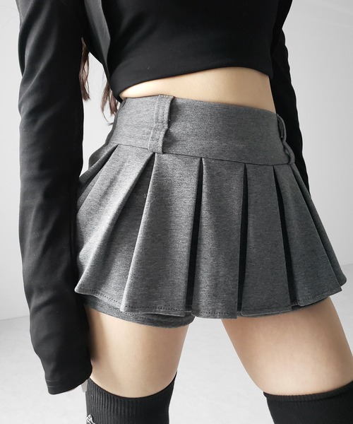 me+em select(ミームセレクト)の「【 インパン裏地付 】プリーツスウェットマイクロミニスカパン / plests sweat micro mini skirt pants(その他パンツ・レディース・グレー/ブラック/チャコール・SMALL/MEDIUM/LARGE)」の5枚目の写真