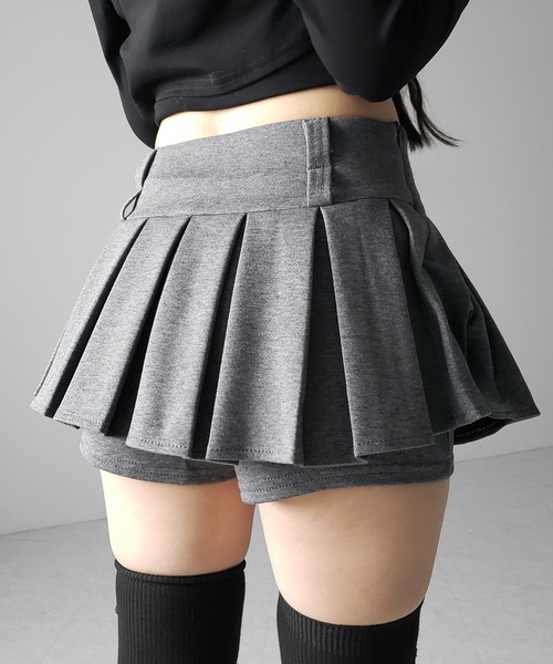 me+em select(ミームセレクト)の「【 インパン裏地付 】プリーツスウェットマイクロミニスカパン / plests sweat micro mini skirt pants(その他パンツ・レディース・グレー/ブラック/チャコール・SMALL/MEDIUM/LARGE)」の8枚目の写真