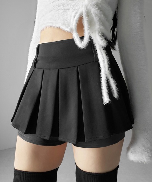 me+em select(ミームセレクト)の「【 インパン裏地付 】プリーツスウェットマイクロミニスカパン / plests sweat micro mini skirt pants(その他パンツ・レディース・グレー/ブラック/チャコール・SMALL/MEDIUM/LARGE)」の12枚目の写真