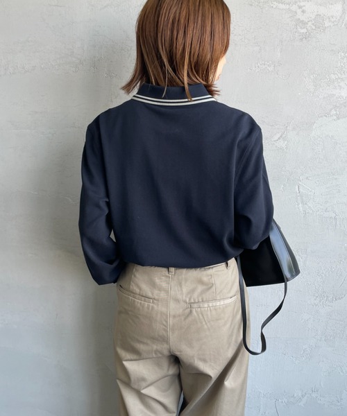 FRED PERRY（フレッドペリー）の「[FRED PERRY/フレッドペリー] ツインティップライン ロングスリーブポロシャツ M3636（ポロシャツ・レディース・ダークグリーン/ブラック系1/ブラック系/キナリ/ホワイト/ネイビー/ブラック/ネイビー系・S/M/L/XL）」の17枚目の写真