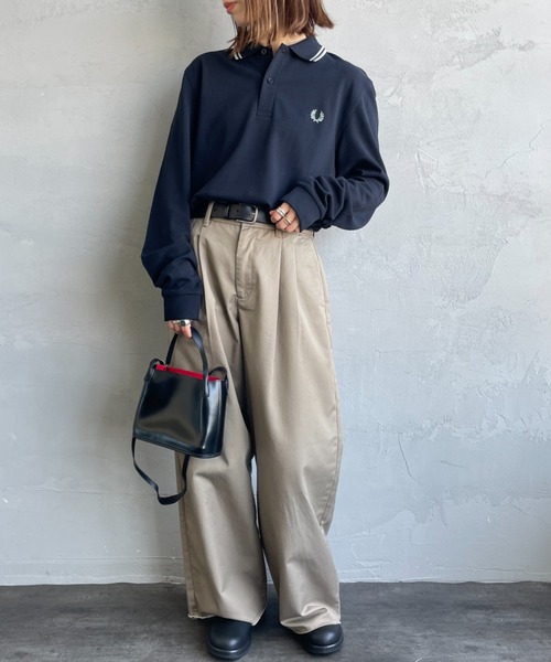 FRED PERRY（フレッドペリー）の「[FRED PERRY/フレッドペリー] ツインティップライン ロングスリーブポロシャツ M3636（ポロシャツ・レディース・ダークグリーン/ブラック系1/ブラック系/キナリ/ホワイト/ネイビー/ブラック/ネイビー系・S/M/L/XL）」の18枚目の写真