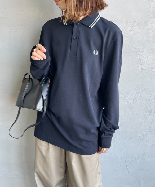 FRED PERRY（フレッドペリー）の「[FRED PERRY/フレッドペリー] ツインティップライン ロングスリーブポロシャツ M3636（ポロシャツ・レディース・ダークグリーン/ブラック系1/ブラック系/キナリ/ホワイト/ネイビー/ブラック/ネイビー系・S/M/L/XL）」の20枚目の写真