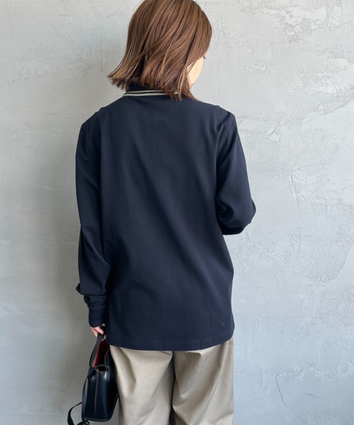 FRED PERRY（フレッドペリー）の「[FRED PERRY/フレッドペリー] ツインティップライン ロングスリーブポロシャツ M3636（ポロシャツ・レディース・ダークグリーン/ブラック系1/ブラック系/キナリ/ホワイト/ネイビー/ブラック/ネイビー系・S/M/L/XL）」の22枚目の写真
