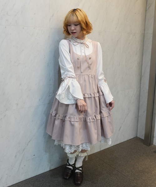 axes femme POETIQUE（アクシーズファムポエティック）の「姫袖風ジャンスカドッキングワンピース（ワンピース・レディース・ネイビー/ブラック/ピンク・MEDIUM）」の3枚目の写真