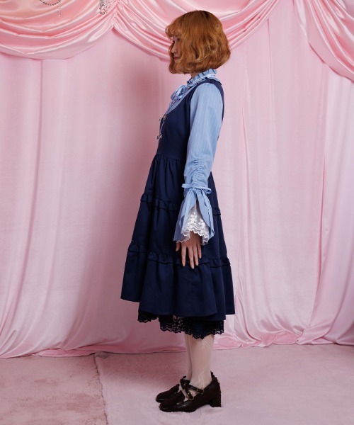 axes femme POETIQUE（アクシーズファムポエティック）の「姫袖風ジャンスカドッキングワンピース（ワンピース・レディース・ネイビー/ブラック/ピンク・MEDIUM）」の4枚目の写真