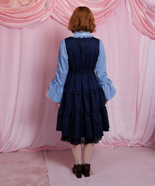 axes femme POETIQUE（アクシーズファムポエティック）の「姫袖風ジャンスカドッキングワンピース（ワンピース・レディース・ネイビー/ブラック/ピンク・MEDIUM）」の5枚目の写真