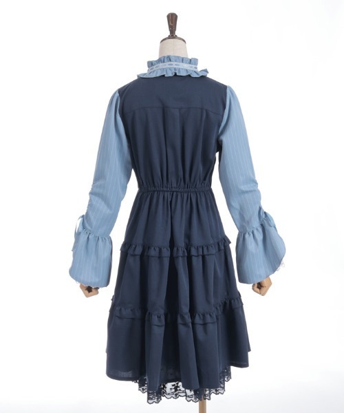 axes femme POETIQUE（アクシーズファムポエティック）の「姫袖風ジャンスカドッキングワンピース（ワンピース・レディース・ネイビー/ブラック/ピンク・MEDIUM）」の8枚目の写真