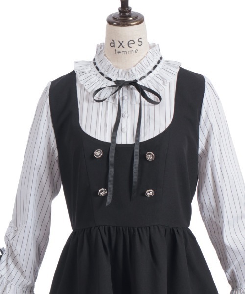 axes femme POETIQUE（アクシーズファムポエティック）の「姫袖風ジャンスカドッキングワンピース（ワンピース・レディース・ネイビー/ブラック/ピンク・MEDIUM）」の17枚目の写真