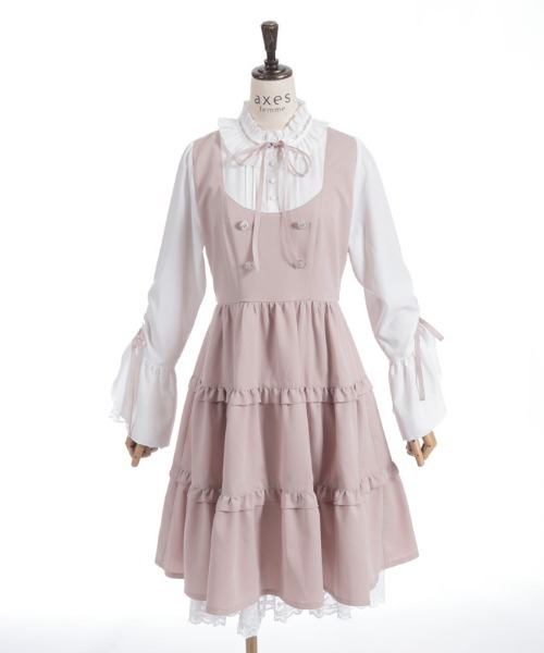 axes femme POETIQUE（アクシーズファムポエティック）の「姫袖風ジャンスカドッキングワンピース（ワンピース・レディース・ネイビー/ブラック/ピンク・MEDIUM）」の22枚目の写真