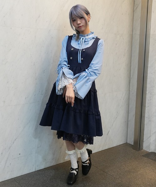 姫袖風ジャンスカドッキングワンピース（ワンピース）｜axes femme