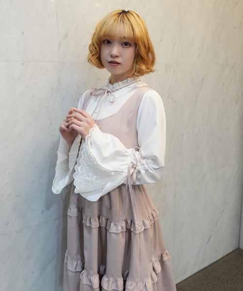 姫袖風ジャンスカドッキングワンピース（ワンピース）｜axes femme