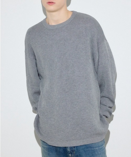 AZUL by moussy(アズールバイマウジー)の「裏配色リネンミックスニットトップス(ニット/セーター・メンズ・ブラック/グレー/ブルー・LARGE/MEDIUM)」の1枚目の写真
