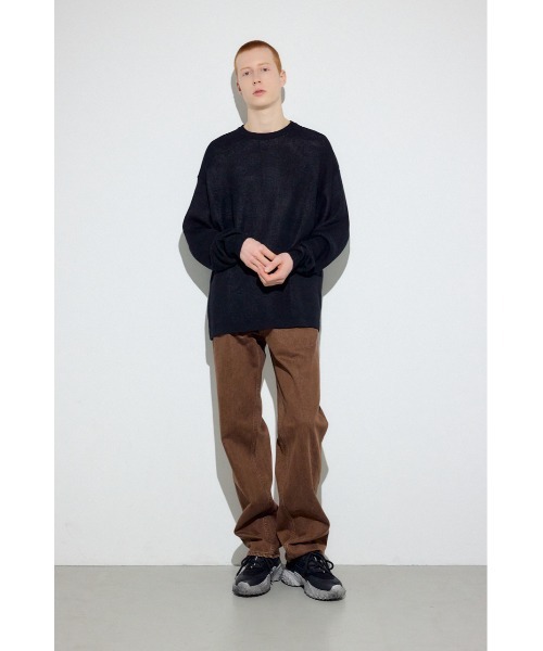 AZUL by moussy(アズールバイマウジー)の「裏配色リネンミックスニットトップス(ニット/セーター・メンズ・ブラック/グレー/ブルー・LARGE/MEDIUM)」の4枚目の写真
