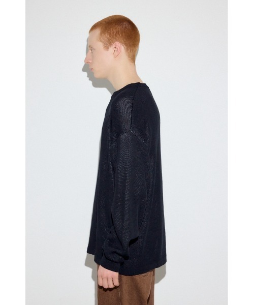 AZUL by moussy(アズールバイマウジー)の「裏配色リネンミックスニットトップス(ニット/セーター・メンズ・ブラック/グレー/ブルー・LARGE/MEDIUM)」の8枚目の写真